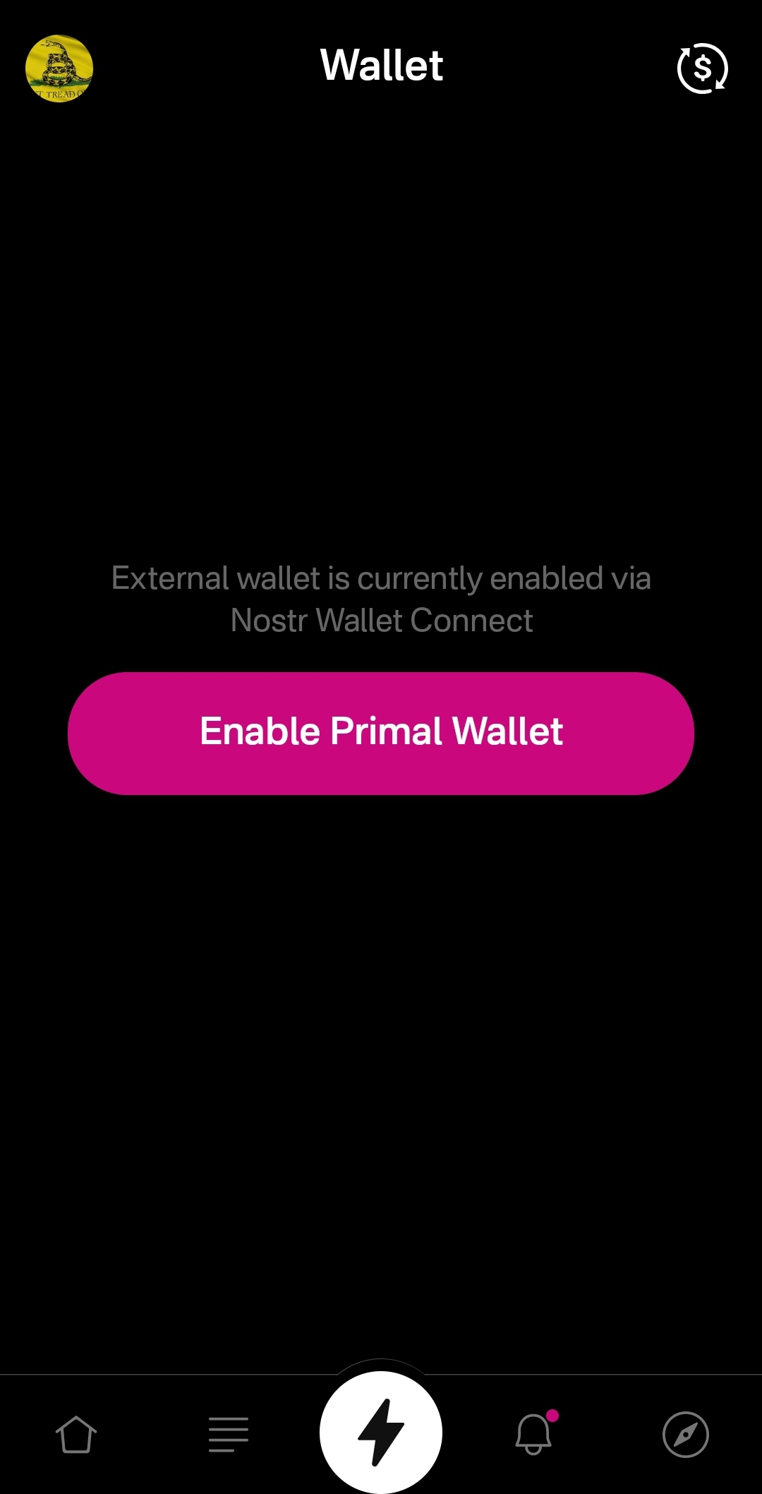 Wallet Tab With External Wallet