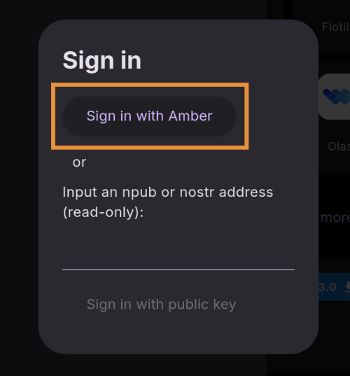 Zapstore Login Options